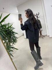 Dgf 2399 Antrasit Nakışlı Polar Ceket