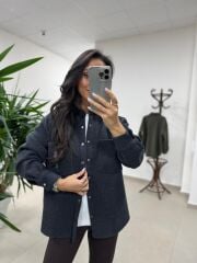 Dgf 2399 Antrasit Nakışlı Polar Ceket