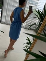 Mc 5967 Linen Sleeveless Indigo Dress