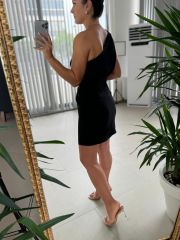 Mc 5871 One Shoulder Knot Detailed Black Dress