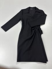 Mc Kruvaze Simli Tokalı Siyah Elbise