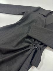 Mc Kruvaze Simli Tokalı Siyah Elbise