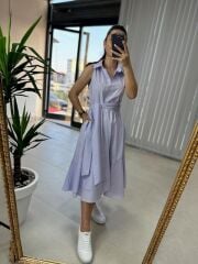 Lila Poplin Elbise