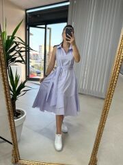 Lila Poplin Elbise