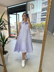 Lila Poplin Elbise