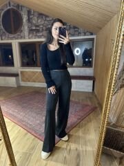 Orj marka siyah yumoş crop