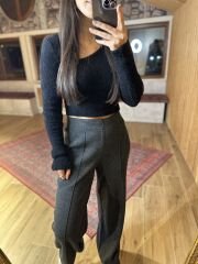 Orj marka siyah yumoş crop