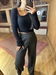 Orj marka siyah yumoş crop