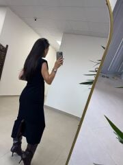 My 3582 Omuz Vatkalı Siyah Bağlamalı Elbise