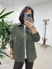 Dgf 2399 Haki Nakışlı Polar Ceket