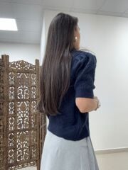 Pi 2723 Saç Örgü Denim Yaka Laci Hırka