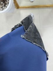 Blue Swaet Dress with Dr Skirt and Denim Detail