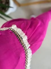 Art. Yelekli Pembe Keten Takım