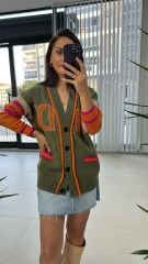 Haki Turuncu Geçişli Hırka