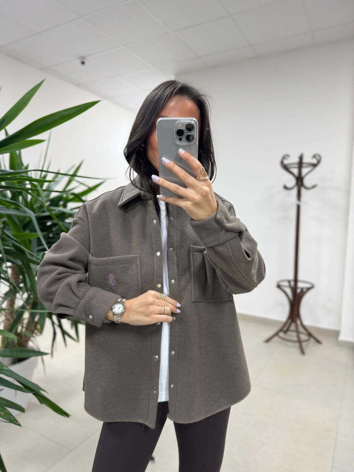 Dgf 2399 Vizon Nakışlı Polar Ceket