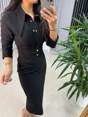 Ms Uzun Yaka Kalem Elbise