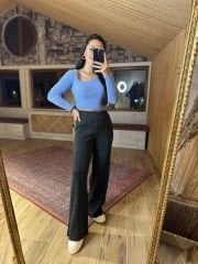 Orj marka yumoş mavi crop kazak