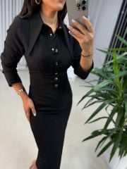Ms Uzun Yaka Kalem Elbise