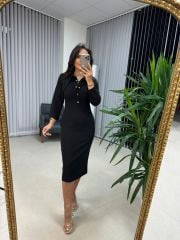 Ms Uzun Yaka Kalem Elbise