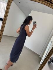 Kk 4240 Tensel Broş Detaylı İndigo Elbise