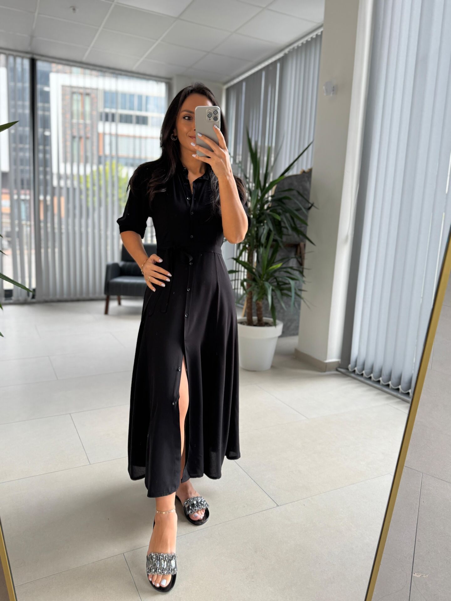 Dr 8437 Siyah Viskon Gömlek Elbise