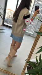 Vizon Beyaz Geçişli Hırka