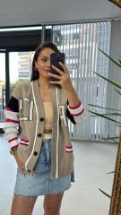 Vizon Beyaz Geçişli Hırka