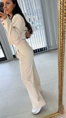 Çift Düğmeli Taş Palazzo Pantolon