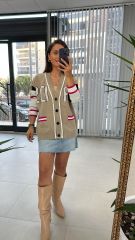 Vizon Beyaz Geçişli Hırka