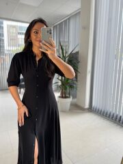 Dr 8437 Siyah Viskon Gömlek Elbise