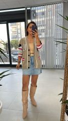 Vizon Beyaz Geçişli Hırka