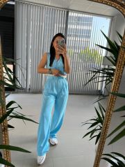 Art. Vested Baby Blue Linen Suit