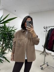 Dgf 2399 Camel Nakışlı Polar Ceket