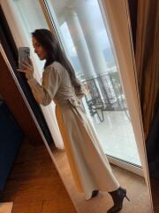 Ms 2129 Kendinden Bağlamalı Bej Gömlek Elbise