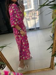 My 3154 Pembe Geçişli Elbise