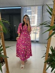 My 3154 Pembe Geçişli Elbise