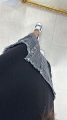 Dr Eteği Denim Detaylı Siyah Sweat Elbise