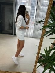 Nw. 4206 Basic Vatkalı Beyaz Elbise