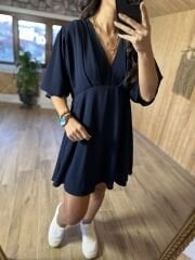 Laci omuz pileli krep elbise