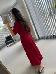 Dr 8437 Kırmızı Viskon Gömlek Elbise