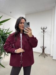 Dgf 2399 Bordo Nakışlı Polar Ceket
