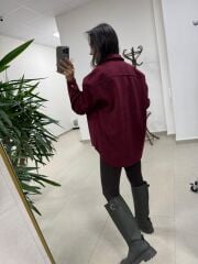 Dgf 2399 Bordo Nakışlı Polar Ceket