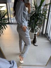 Sv 2130 Gri Kuş Gözü Detaylı Tulum