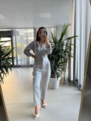 Sv 2130 Gri Kuş Gözü Detaylı Tulum