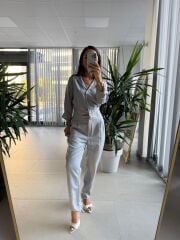 Sv 2130 Gri Kuş Gözü Detaylı Tulum