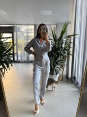 Sv 2130 Gri Kuş Gözü Detaylı Tulum