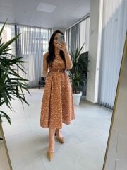 Cr 1346 Cıtır Desen Keten Elbise