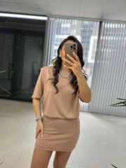 Nw. 4206 Basic Vatkalı Nude Elbise