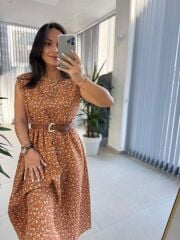 Cr 1346 Cıtır Desen Keten Elbise