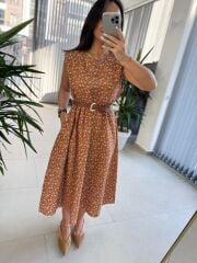 Cr 1346 Cıtır Desen Keten Elbise
